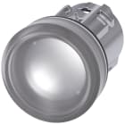 SIEMENS - indicatore luminoso, 22 mm, rotondo, in metallo, lucido, trasparente, lente, liscio, opalescente, per una luminosità ridotta
