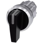 SIEMENS - Selettore, illuminabile, 22 mm, rotondo, in metallo lucido, colore nero, selettore lungo