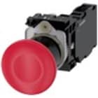 SIEMENS - Pulsante a fungo, 22 mm, rotondo, in plastica, colore rosso, 1NO+1NC