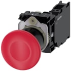 SIEMENS - Pulsante a fungo, 22 mm, rotondo, in plastica, colore rosso, 1NO+1NC 3SU11001BA203FA0