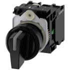 SIEMENS - Selettore, illuminabile, 22 mm, rotondo, in plastica, nero, 1NO, 1NO
