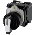 SIEMENS - Selettore, illuminabile, 22 mm, rotondo, in plastica, colore nero, bianco, 1NO, 1NO 3SU11002BL603NA0