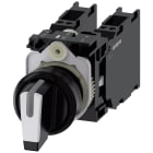 SIEMENS - Selettore, illuminabile, 22 mm, rotondo, in plastica, colore nero, bianco, 2 x 1NO+1NC 3SU11002BM603LA0