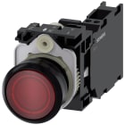 SIEMENS - Pulsante, illuminato, 22 mm, rotondo, in plastica, colore rosso, 1NO+1NC, AC/DC 24
