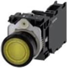 SIEMENS - Pulsante, illuminato, 22 mm, rotondo, in plastica, colore giallo, 1NO+1NC, AC/DC 24