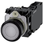 SIEMENS - Pulsante, illuminato, 22 mm, rotondo, in plastica, colore bianco, 1NO+1NC, AC/DC 24