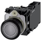 SIEMENS - Pulsante, illuminato, 22 mm, rotondo, in plastica, trasparente, 1NO+1NC, AC/DC 24