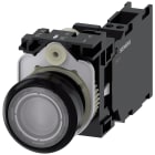 SIEMENS - Pulsante, illuminato, 22 mm, rotondo, in plastica, trasparente, 1NO+1NC, AC/DC 24