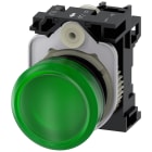 SIEMENS - Indicatore luminoso, 22 mm, rotondo, in plastica, colore verde, gemma, liscia, AC/DC 24 V