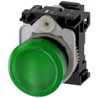SIEMENS - Indicatore luminoso, 22 mm, rotondo, in plastica, colore verde, gemma, liscia, AC/DC 24 V