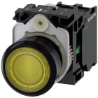SIEMENS - Pulsante, illuminato, 22 mm, rotondo, in plastica, colore giallo, 1NO, AC 110 V