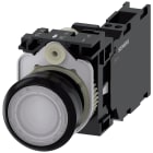 SIEMENS - Pulsante, illuminato, 22 mm, rotondo, in plastica, colore bianco, 1NO+1NC, AC 110 V