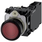 SIEMENS - Pulsante, illuminato, 22 mm, rotondo, in plastica, colore rosso, 1NO+1NC, AC 230 V