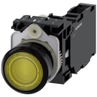 SIEMENS - Pulsante, illuminato, 22 mm, rotondo, in plastica, colore giallo, 1NO+1NC, AC 230 V
