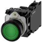 SIEMENS - Pulsante, illuminato, 22 mm, rotondo, in plastica, colore verde, 1NO+1NC, AC 230 V