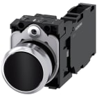 SIEMENS - Pulsante, 22 mm, rotondo, in metallo lucido, colore nero, bottone, 1NO+1NC
