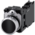 SIEMENS - Pulsante, 22 mm, rotondo, in metallo lucido, colore nero, bottone, 1NO+1NC