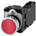 SIEMENS - Pulsante, 22 mm, rotondo, in metallo lucido, colore rosso, bottone, 1NO+1NC