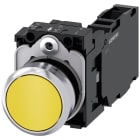 SIEMENS - Pulsante, 22 mm, rotondo, in metallo lucido, colore giallo, bottone, 1NO+1NC