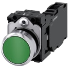 SIEMENS - Pulsante, 22 mm, rotondo, in metallo lucido, colore verde, bottone, 1NO+1NC