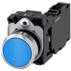 SIEMENS - Pulsante, 22 mm, rotondo, in metallo lucido, colore blu, bottone, 1NO+1NC