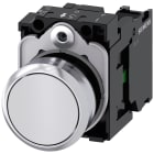 SIEMENS - Pulsante, 22 mm, rotondo, in metallo lucido, colore bianco, bottone, 1NO