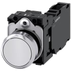 SIEMENS - Pulsante, 22 mm, rotondo, in metallo lucido, colore bianco, bottone, 1NO+1NC