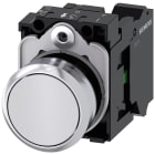 SIEMENS - Pulsante, 22 mm, rotondo, in metallo lucido, colore bianco, bottone, 1NO