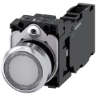 SIEMENS - Pulsante, 22 mm, rotondo, in metallo lucido, trasparente, bottone, 1NO+1NC