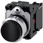 SIEMENS - Pulsante, 22 mm, rotondo, in metallo lucido, colore nero, bottone, 1NC