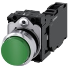 SIEMENS - Pulsante, 22 mm, rotondo, in metallo lucido, colore verde, bottone, 1NO+1NC