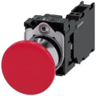SIEMENS - Pulsante a fungo, 22 mm, rotondo, in metallo lucido, colore rosso, 1NO+1NC