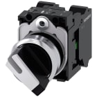 SIEMENS - Selettore, illuminabile, 22 mm, rotondo, in metallo lucido, bianco, 1NO+1NC
