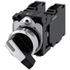 SIEMENS - Selettore, 22 mm, rotondo, in metallo lucido, bianco, permanente, 1NO+1NO