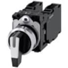 SIEMENS - Selettore, 22 mm, rotondo, in metallo, lucido, bianco, ad impulso, 1NO+1NO