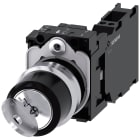 SIEMENS - Selettore a chiave RONIS, 22 mm, rotondo, in metallo lucido, estrazione chiave O+I