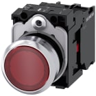 SIEMENS - Pulsante, illuminato, 22 mm, rotondo, in metallo lucido, colore rosso, bottone, 1NC