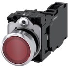 SIEMENS - Pulsante, illuminato, 22 mm, rotondo, in metallo lucido, colore rosso, bottone, 1NO+1NC