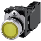 SIEMENS - Pulsante, illuminato, 22 mm, rotondo, in metallo lucido, colore giallo, bottone, 1NO+1NC