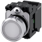 SIEMENS - Pulsante, illuminato, 22 mm, rotondo, in metallo lucido, colore bianco, bottone, 1NO
