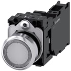 SIEMENS - Pulsante, illuminato, 22 mm, rotondo, in metallo lucido, trasparente, bottone, 1NO+1NC