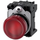 SIEMENS - Indicatore luminoso, 22 mm, rotondo, in metallo lucido, colore rosso, gemma, liscia, AC/DC 24 V