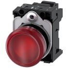 SIEMENS - Indicatore luminoso, 22 mm, rotondo, in metallo lucido, colore rosso, gemma, liscia, AC/DC 24 V