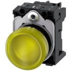 SIEMENS - Indicatore luminoso, 22 mm, rotondo, in metallo lucido, colore giallo, gemma, liscia, AC/DC 24 V