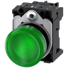 SIEMENS - Indicatore luminoso, 22 mm, rotondo, in metallo lucido, colore verde, gemma, liscia, AC/DC 24 V