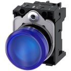SIEMENS - Indicatore luminoso, 22 mm, rotondo, in metallo lucido, colore blu, gemma, liscia, AC/DC 24 V