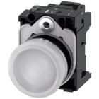 SIEMENS - Indicatore luminoso, 22 mm, rotondo, in metallo lucido, colore bianco, gemma, liscia, AC/DC 24 V