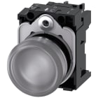 SIEMENS - Indicatore luminoso, 22 mm, rotondo, in metallo lucido, trasparente, gemma, liscia, AC/DC 24 V 3SU11526AA701AA0