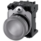 SIEMENS - Indicatore luminoso, 22 mm, rotondo, in metallo lucido, trasparente, gemma, liscia, AC/DC 24 V