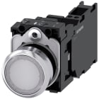 SIEMENS - Pulsante, illuminato, 22 mm, rotondo, in metallo lucido, colore bianco, bottone, 1NO+1NC